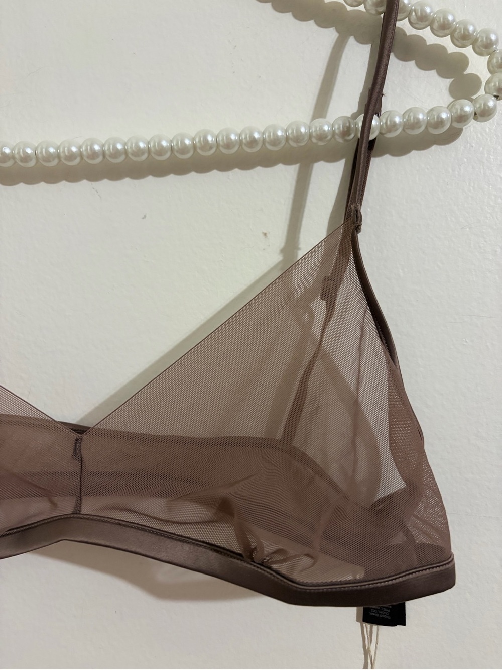 SKIMS Plunge Sheer Mesh Bralette in Brown Taupe - Picture 3 of 12